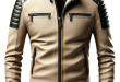 Beige leather jacket mens