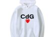 Cdg Red Heart Front Print Hoodie